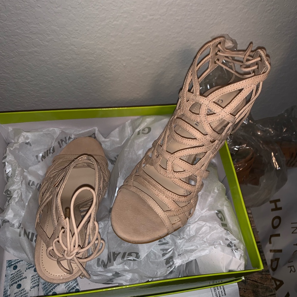 Laced leather heels